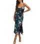 Women's Sleeveless Spaghetti Strap Satin Backless Mid Length Formal Dress
